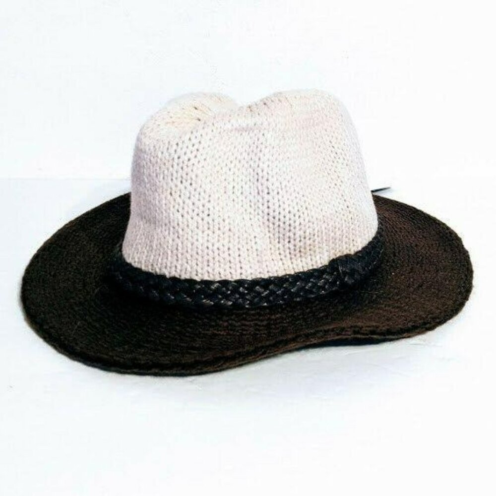 D&Y Panama Hat Hand Block Crafted Tan/Brown with Band Accent 100% Polyester